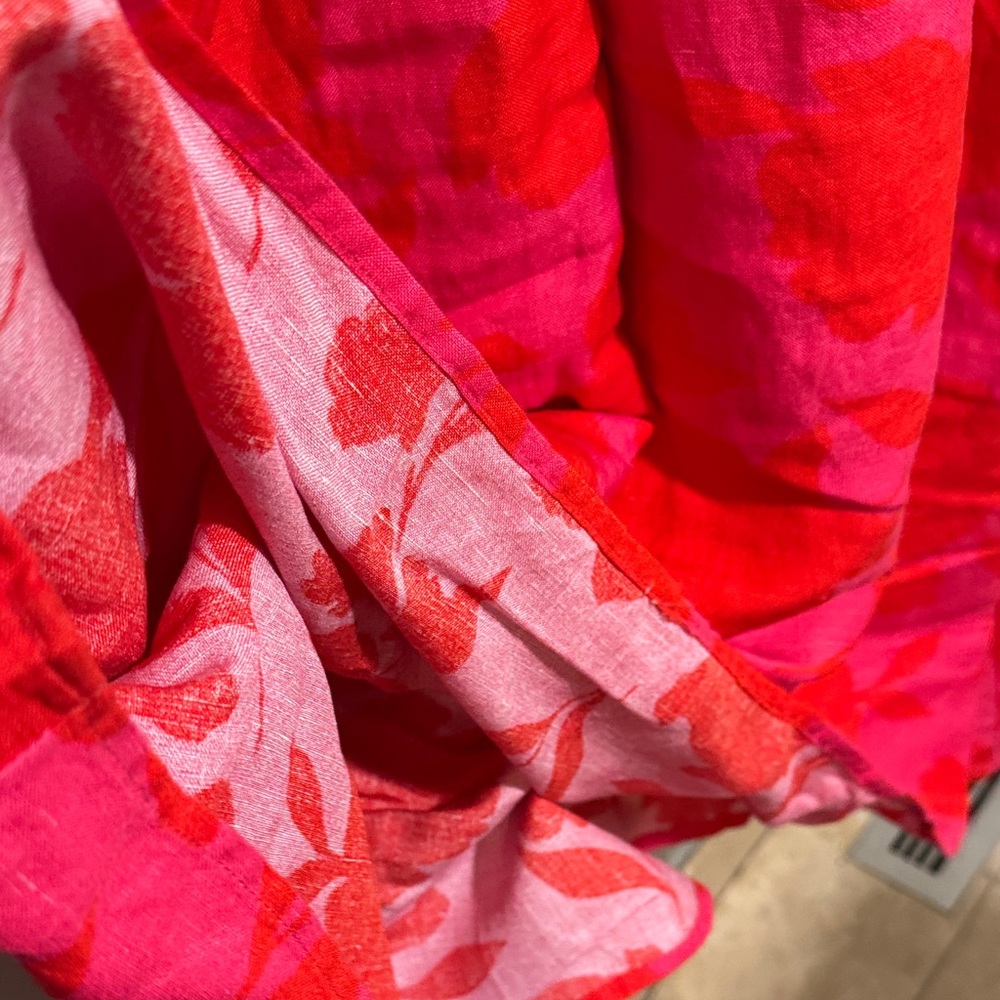 Kate Spade x Target Pink and Red Floral Linen blend V-Neck Dress - Picture 5 of 7